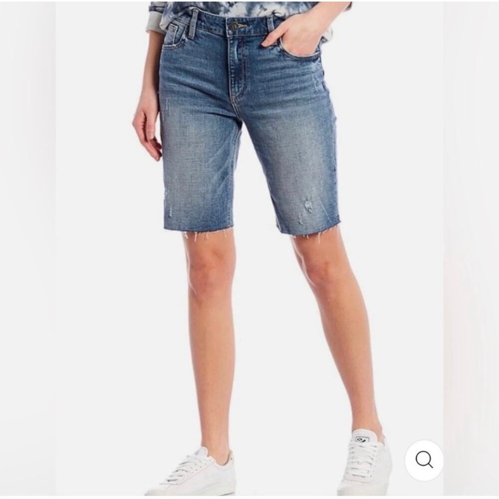 Kut from the Kloth Sophie Bermuda Denim Jean Shorts Raw‎ Hem Size 12